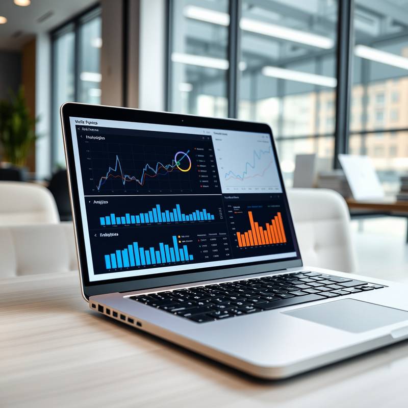 Laptop displaying analytics charts